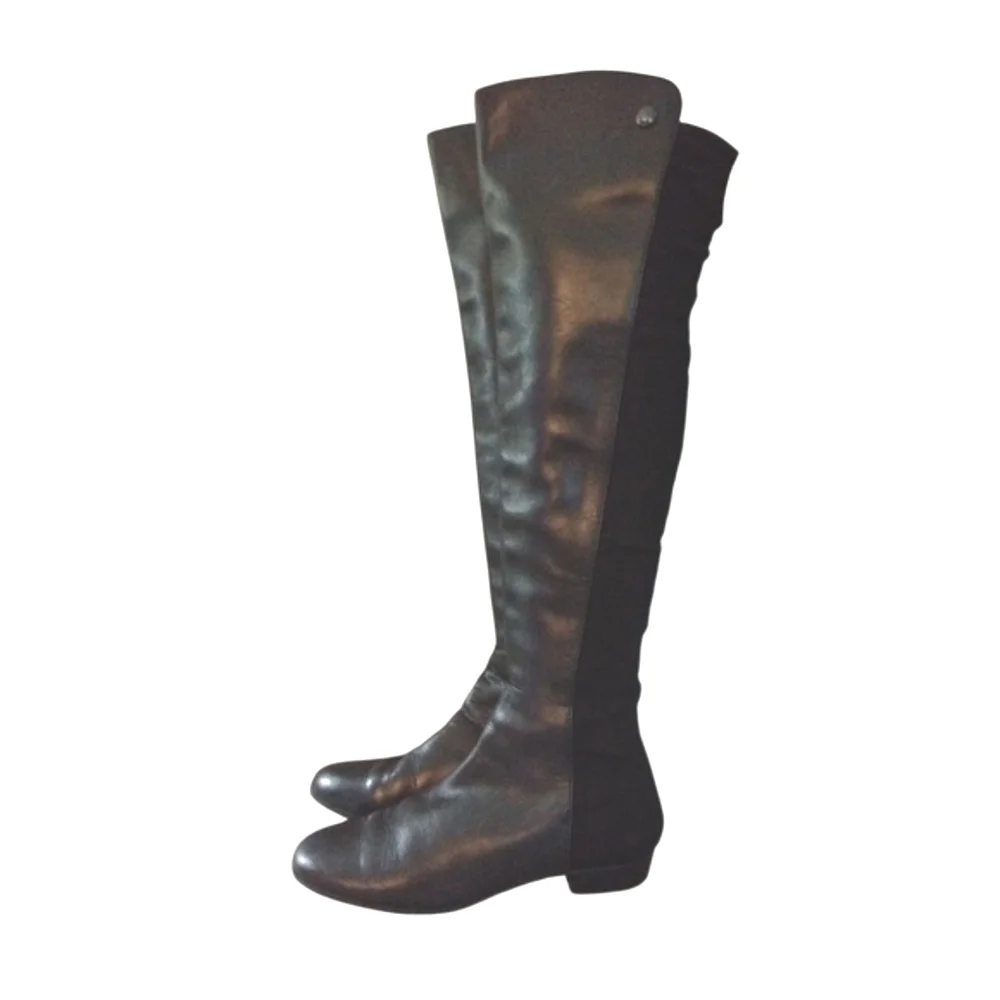 Vince Camuto Karita Knee High Black Leather Over The Knee Boots Size 6.5